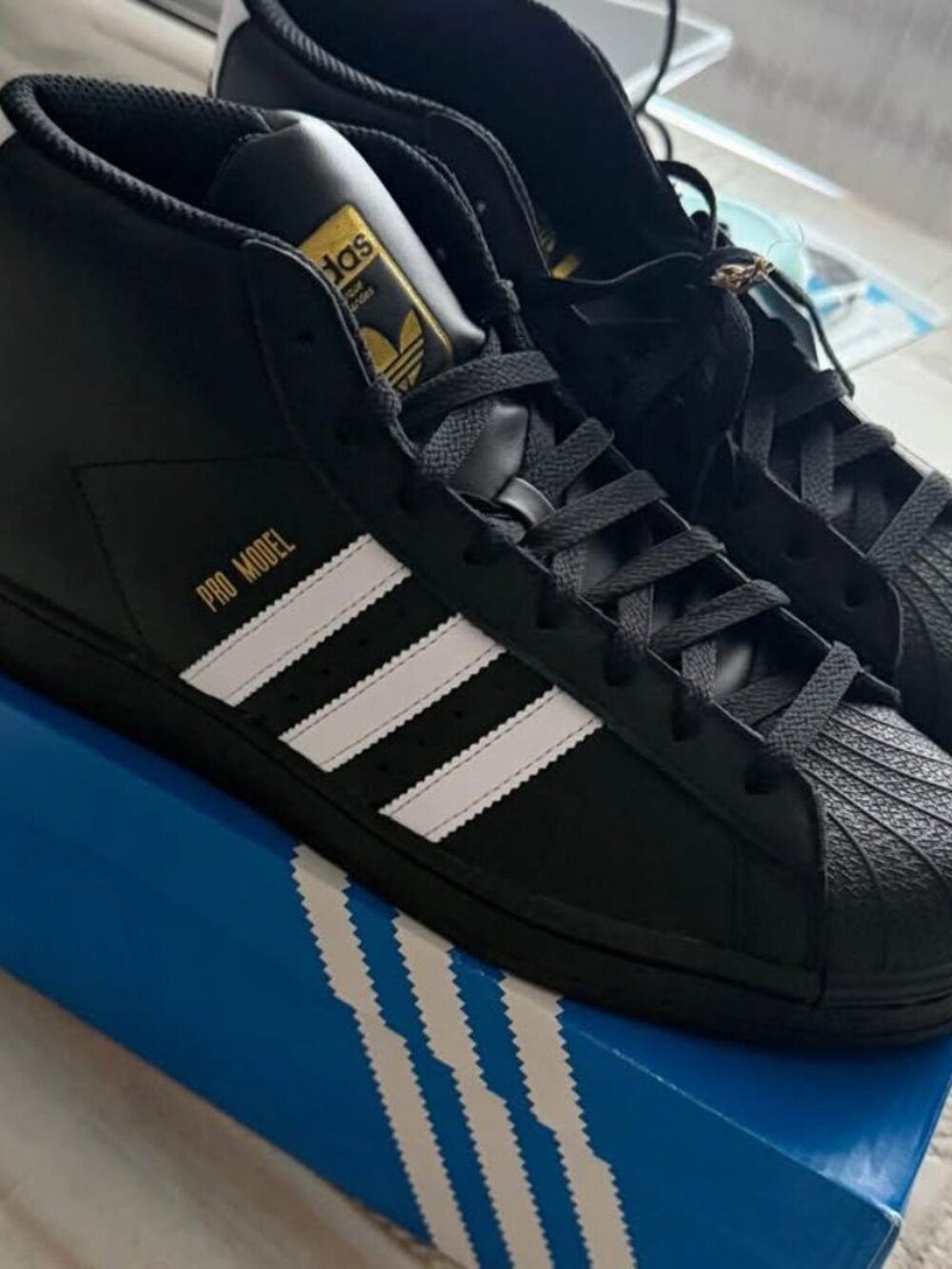 Brand New Men’s adidas Pro Model Shoes – Size 8.5 | Black/White/Gold